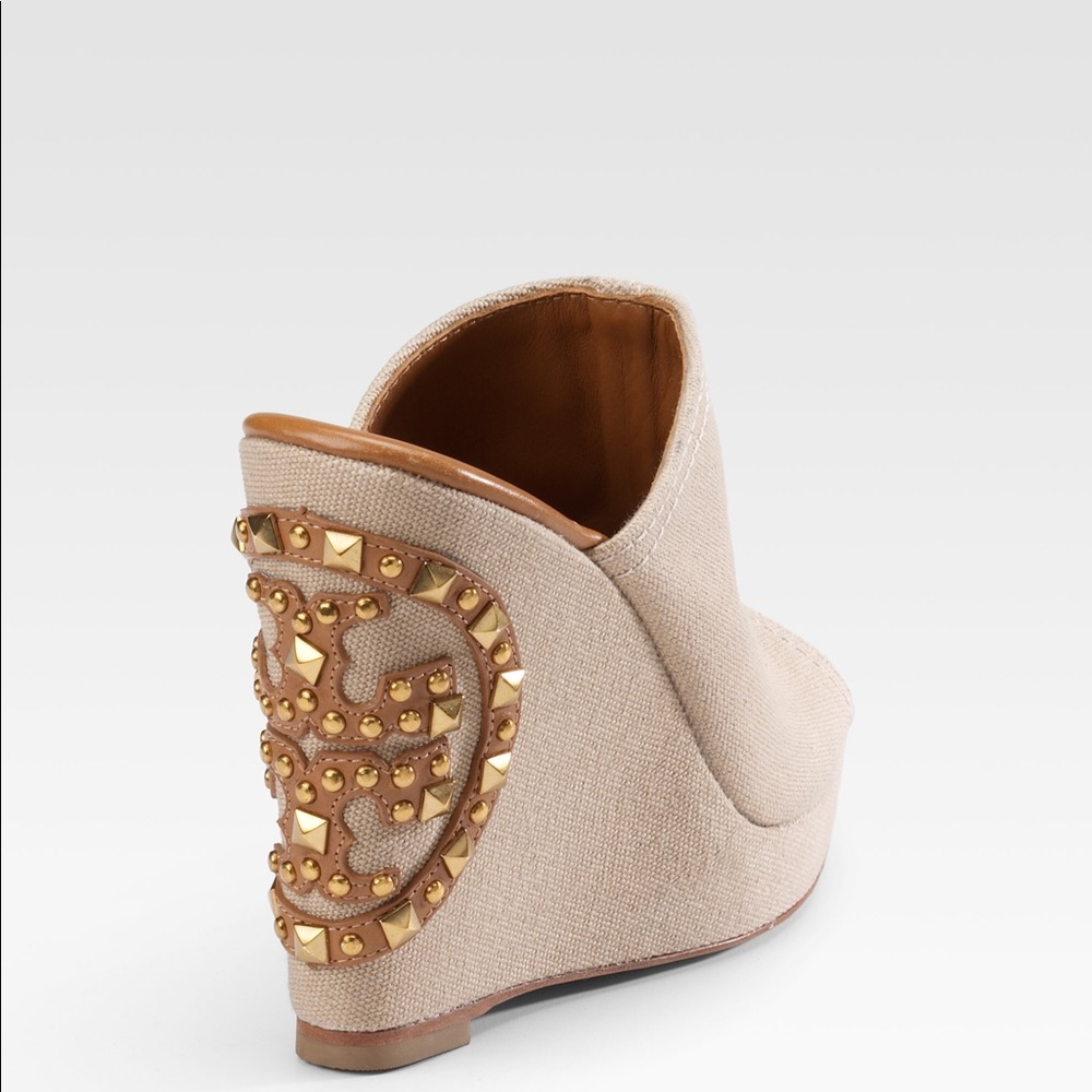 Tory Burch Canvas Meredith Wedges in Natural